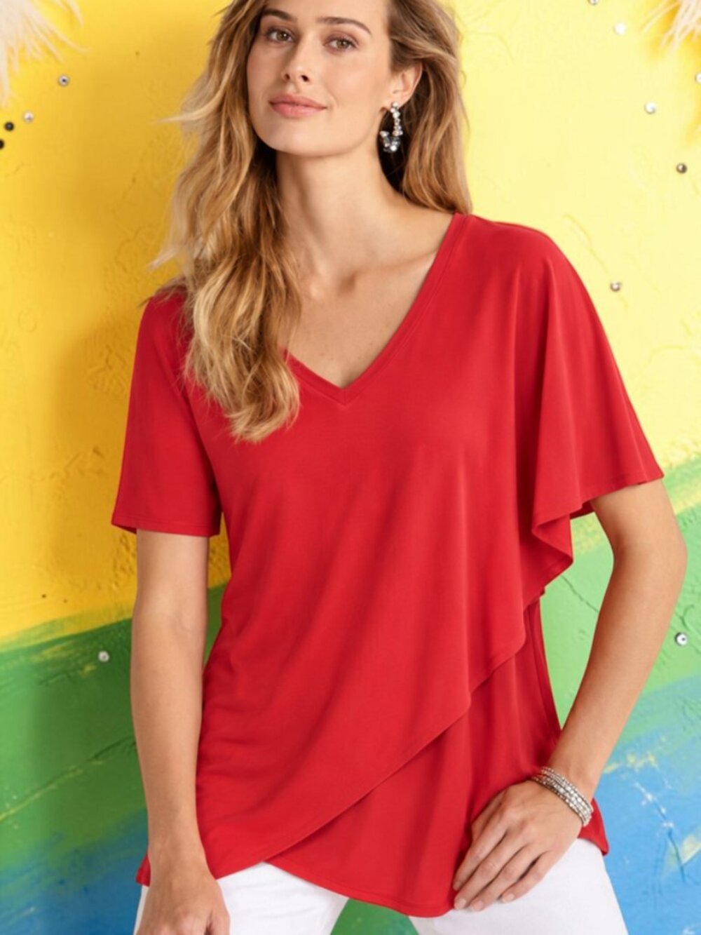 Soft Surroundings Short Sleeve Madeline Tunic in Poppy Red (Size 2X) - NWT!